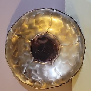 VINTAGE 11" HAND FINISHED SILVER PLATE & PEARL FLORAL BOWL - 1960s